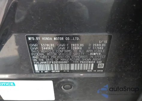 2016 Acura Rlx Sport Hybrid Advance Package from USA, damaged, VIN JH4KC2F92GC000087